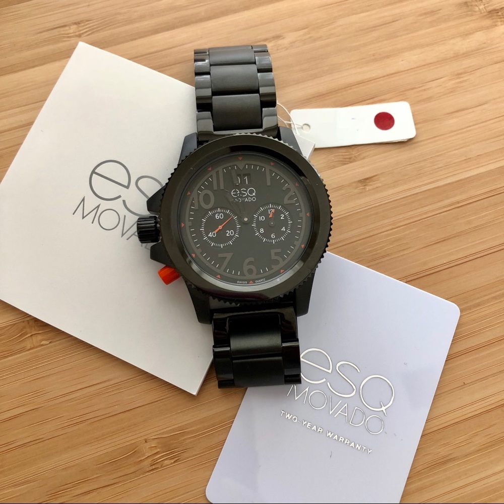 RARE !! Men's ESQ Movado Fusion Black IP Watch